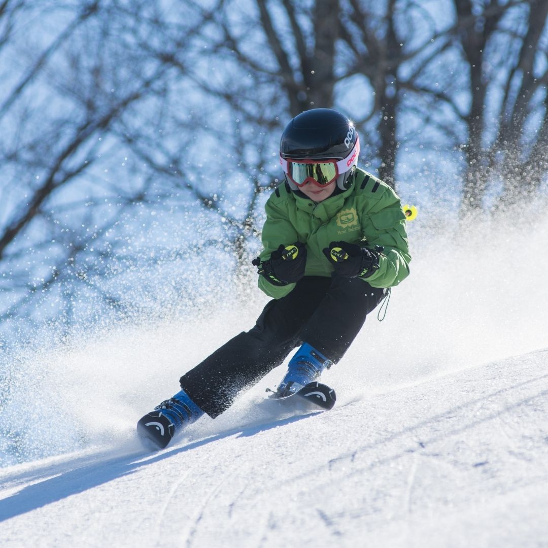 child skiing