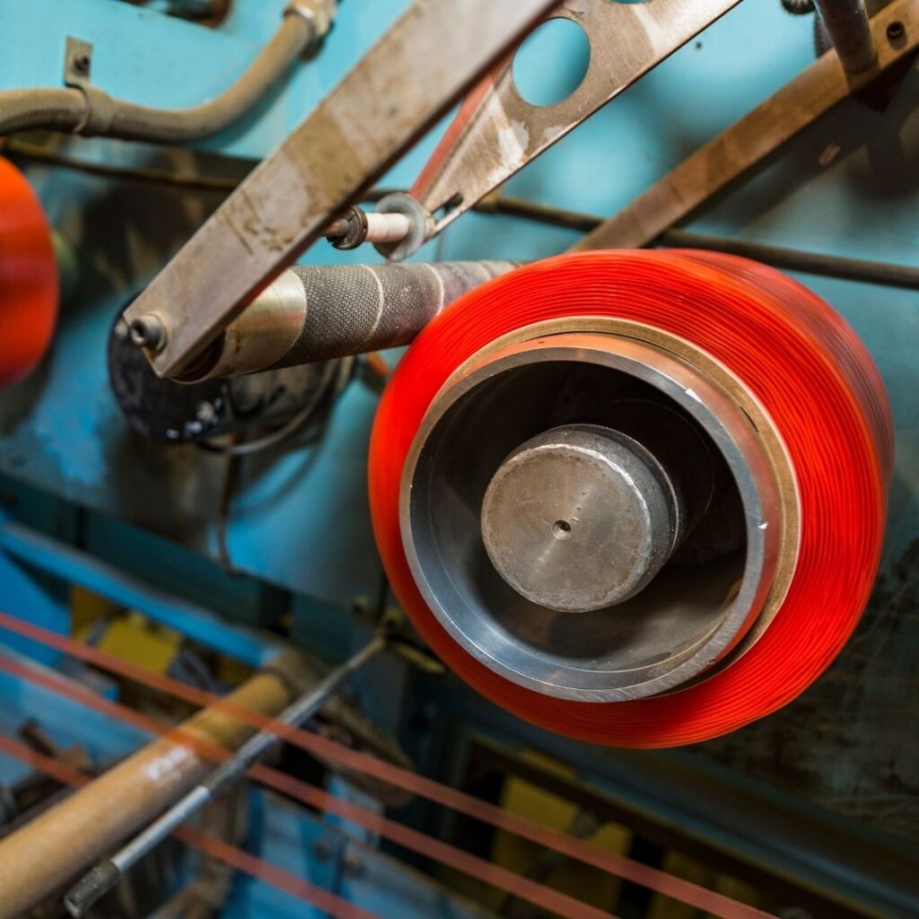 a tape spool on a machine