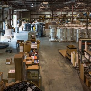 Aerial view of of factory floor