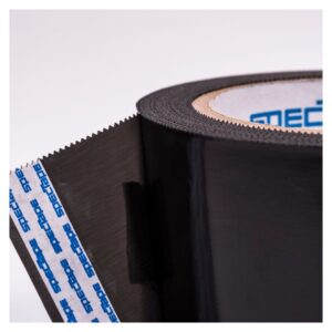 close up of a roll of black industrial tape